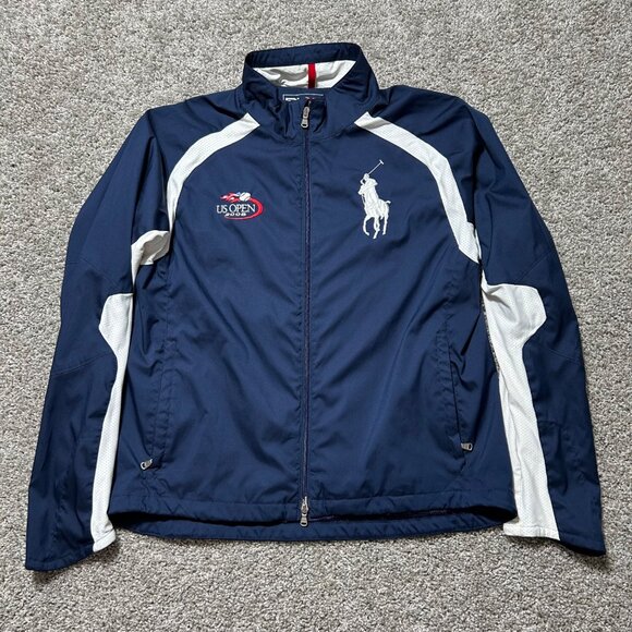 Ralph Lauren RLX Mens L US Open 2008 Navy & White Zip Jacket Lightweight - Picture 4 of 12